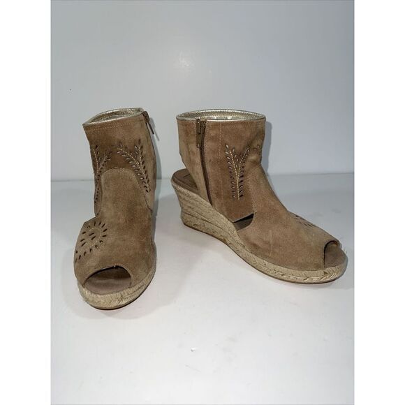 Kanna Leather Espadrilles Open Toe Wedges Women’s 37 6 1/2 Tan Bohemian Classic - Picture 2 of 12